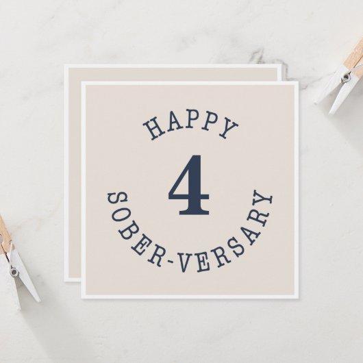 Happy Sober-herdenking Kaart (Voorkant / Achterkant in situ)