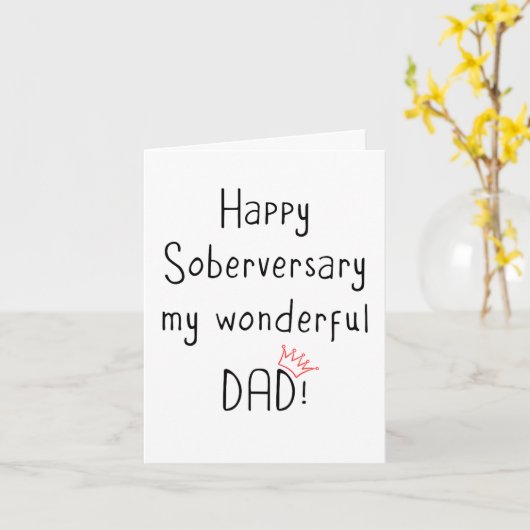 Happy Soberversary Dad, Minimal Sober Jubileum Kaart (Gele Bloem)