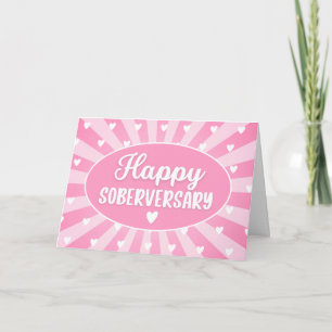 Happy Soberversary, Pink Hear Sobriety Jubileum Kaart