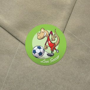Happy Soccer Star Gecko Kicking Football Cartoon Ronde Sticker