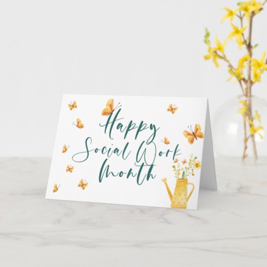 Happy Social Work-maand Kaart (Gele Bloem)