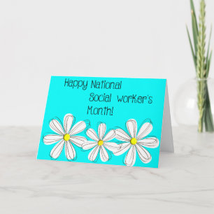 Happy Social Worker's Maand Daisies Bedankkaart