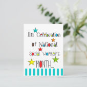 Happy Social Worker's Maand Waardering Briefkaart (Staand voorkant)