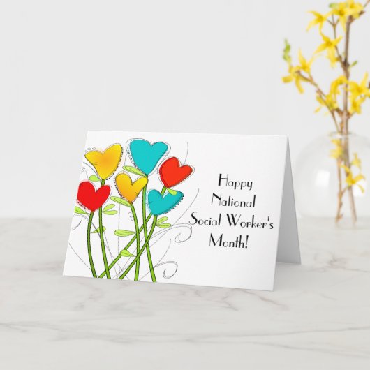Happy Social Worker's Maand Whimsical Flowers Kaart (Gele Bloem)