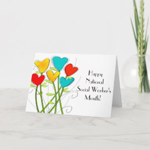 Happy Social Worker's Maand Whimsical Flowers Kaart