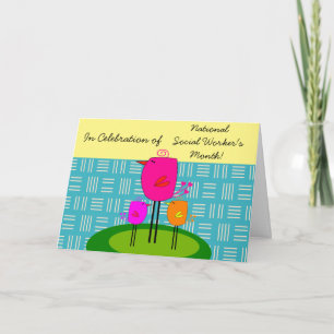 Happy Social Worker's Month grillige vogels Bedankkaart