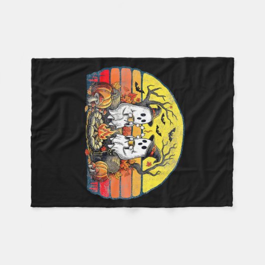 Happy Soky Camng Crew Halloween Campfire  Fleece Deken (Voorkant (Horizontaal))