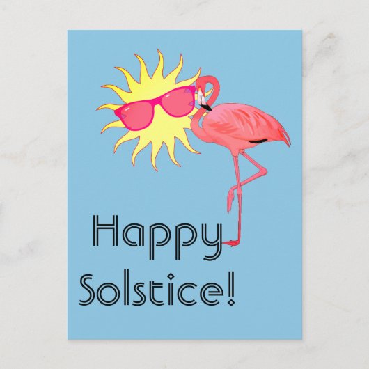 Happy Solstice Flamingo en het gezicht van de zon Briefkaart (Voorkant)