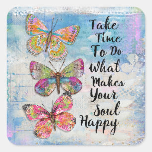 Happy Soul Vlinders Vierkante Sticker