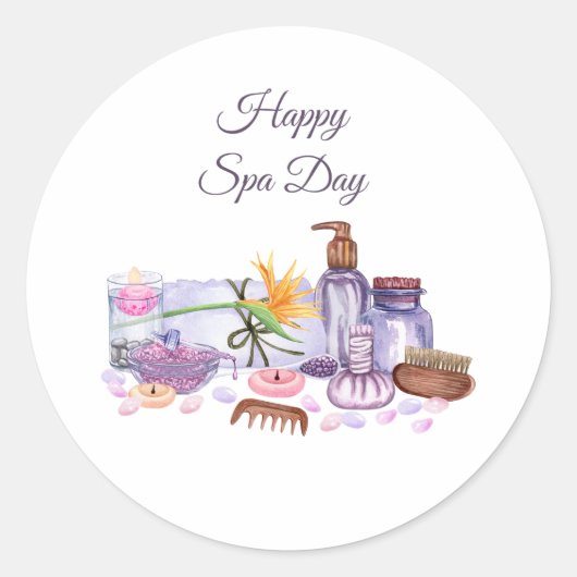 Happy Spa Day - Collectie van Spa Accessoires Ronde Sticker (Voorkant)