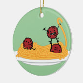 Happy Spaghetti en Meatballen Keramisch Ornament (Links)