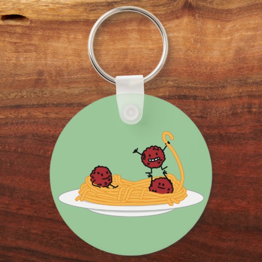 Happy Spaghetti en Meatballen Sleutelhanger (Voorkant)