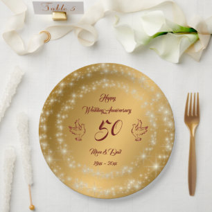 Happy Sparkly past Gold 50th Jubileum aan Papieren Bordje