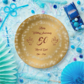 Happy Sparkly past Gold 50th Jubileum aan Papieren Bordje (Feest)