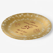 Happy Sparkly past Gold 50th Jubileum aan Papieren Bordje (Gekanteld)