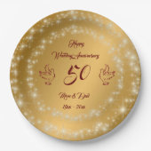 Happy Sparkly past Gold 50th Jubileum aan Papieren Bordje (Voorkant)