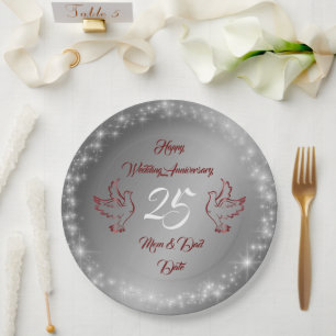 Happy Sparkly past Silver 25th Jubileum aan Papieren Bordje