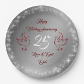 Happy Sparkly past Silver 25th Jubileum aan Papieren Bordje (Voorkant)