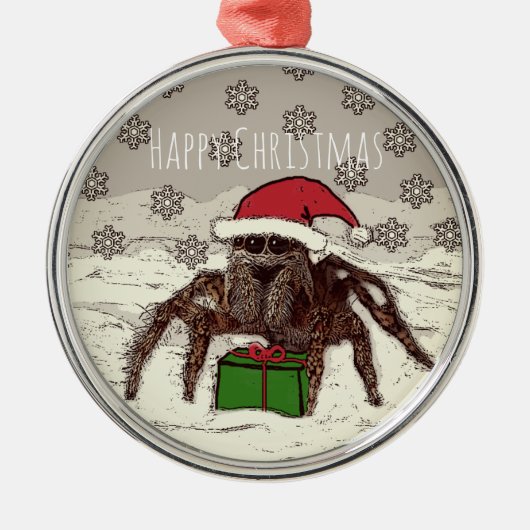 Happy Spider-kerstversiering Metalen Ornament (Voorkant)