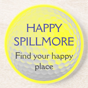 Happy Spillmore Vind uw Happy Place golf Zandsteen Onderzetter