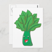 Happy Spinach Vegetable Cartoon Briefkaart (Voorkant / Achterkant)