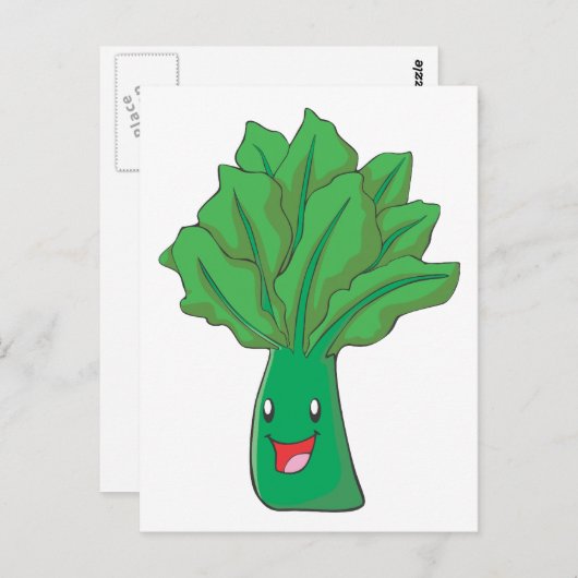 Happy Spinach Vegetable Cartoon Briefkaart (Voorkant / Achterkant)