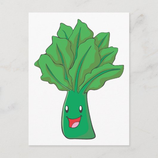 Happy Spinach Vegetable Cartoon Briefkaart (Voorkant)
