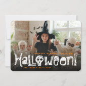 Happy Spooktacular Halloween Skulls & Botten Foto Feestdagenkaart (Voorkant)
