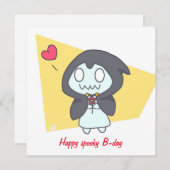 Happy spooky b-day birthday feestdagenkaart (Voorkant / Achterkant)