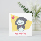 Happy spooky b-day birthday feestdagenkaart (Staand voorkant)