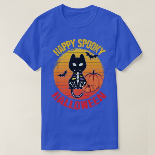 Happy Spooky Halloween Cute Skeleton Funny Vin T-shirt (Design voorkant)