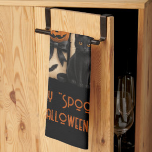 Happy "Spooky" Halloween Ghost Black Cat Theedoek