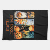 Happy "Spooky" Halloween Pompoenen Zwarte Kat Gees Theedoek (Horizontaal)
