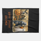 Happy "Spooky" Halloween Pompoenen Zwarte Kat Vlee Theedoek (Horizontaal)