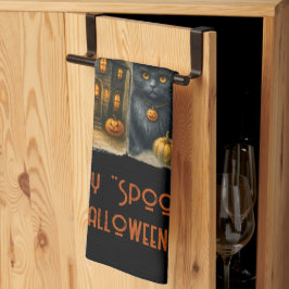 Happy "Spooky" Halloween Pompoenen Zwarte Kat Vlee Theedoek