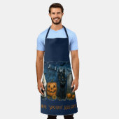 Happy "Spooky" Halloween Pumpkin Ghost Black Cat Schort (Gedragen)