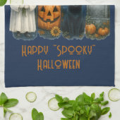 Happy "Spooky" Halloween Pumpkin Ghost Black Cat Theedoek (Gevouwen)