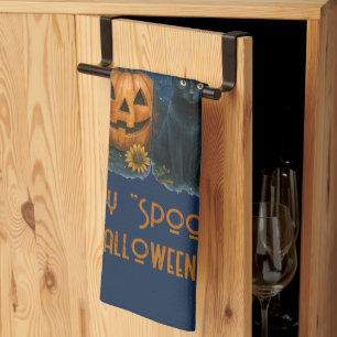 Happy "Spooky" Halloween Pumpkin Ghost Black Cat Theedoek