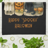 Happy "Spooky" Halloween Pumpkin Ghost Black Cat Theedoek (Gevouwen)