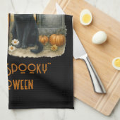 Happy "Spooky" Halloween Pumpkin Ghost Black Cat Theedoek (Quarter Fold)