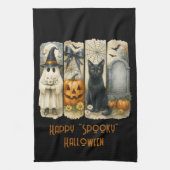 Happy "Spooky" Halloween Pumpkin Ghost Black Cat Theedoek (Verticaal)