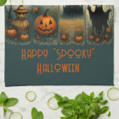 Happy "Spooky" Halloween Pumpkin Scarecrow Bats Theedoek (Gevouwen)