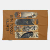 Happy "Spooky" Halloween Pumpkin Skeleton Crow Theedoek (Horizontaal)