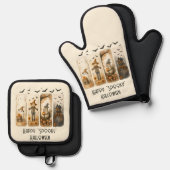 Happy "Spooky" Halloween Pumpkins Scarecrow Ghost Ovenwant & Pannenlap Set (Voorkant / Achterkant)