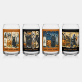 Happy Spooky Halloween Scenes Drinkware Set Blikvorm Glas (Achterkant)
