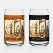 Happy Spooky Halloween Scenes Drinkware Set Blikvorm Glas (Voorkant)
