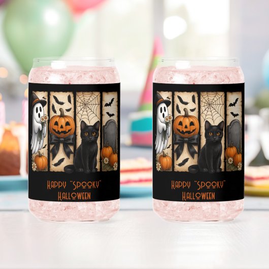 Happy Spooky Halloween Scenes Drinkware Set Blikvorm Glas (Insitu (Verjaardag))