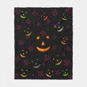 Happy Spooky Jack-O'-lantaarn Leaves Neon Glow Fleece Deken (Voorkant)
