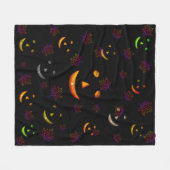 Happy Spooky Jack-O'-lantaarn Leaves Neon Glow Fleece Deken (Voorkant (Horizontaal))