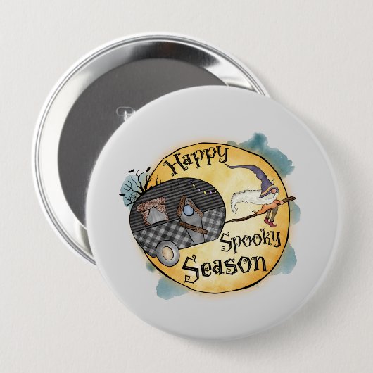 Happy Spooky Season | Halloween Camping Ronde Button 4,0 Cm (Voorkant /achterkant)
